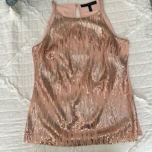 WHBM Peach Sequined Sleeveless Top